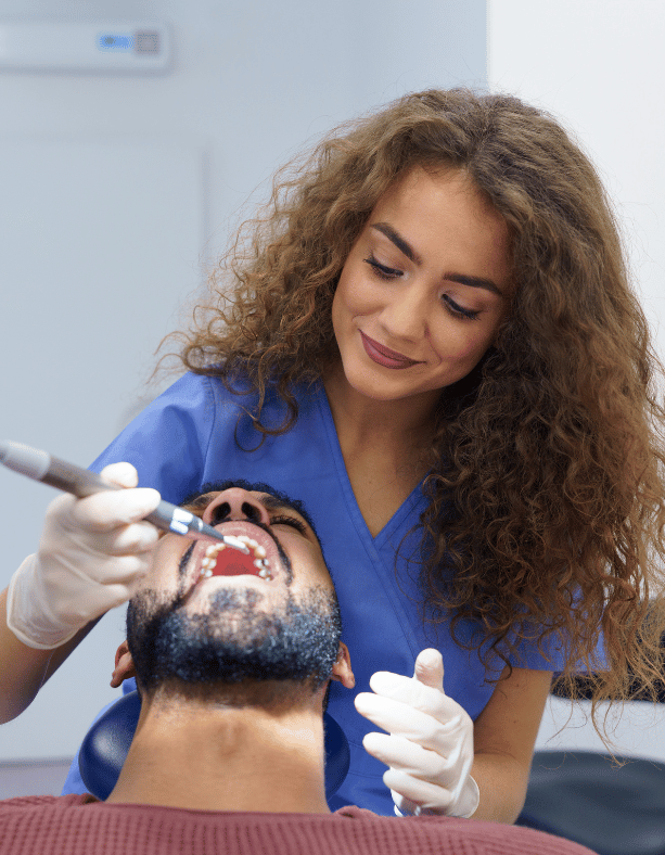 patient getting dental bonding done